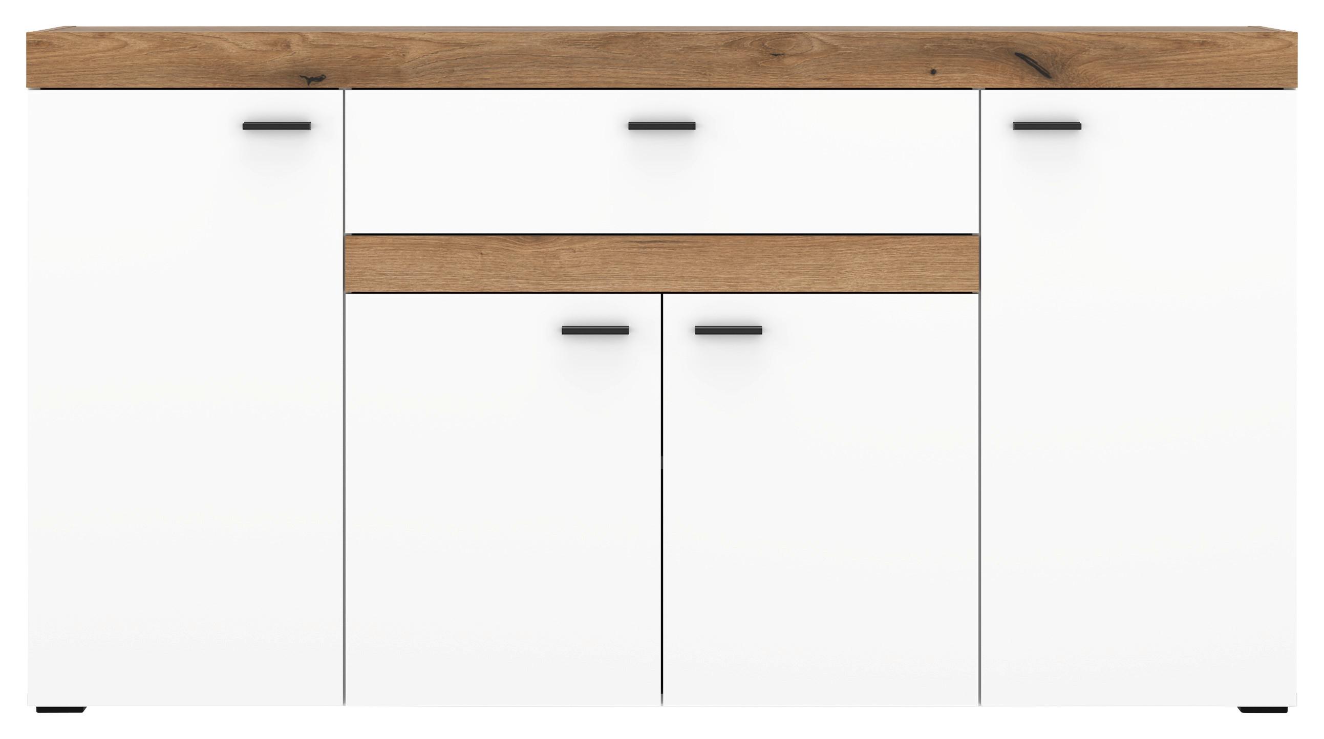 Sideboard Kiro Alpinweiß/Coast Evoke - Schwarz, MODERN, Holzwerkstoff/Metall (160/86/42cm) - Mömax