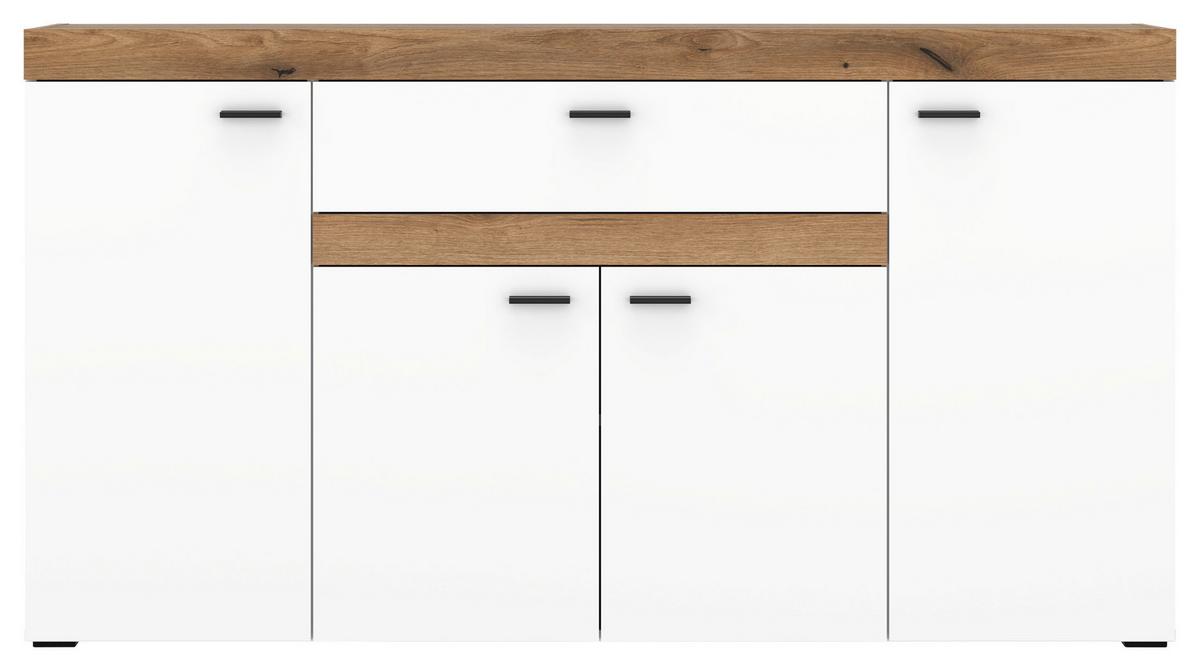 Sideboard Kiro Alpinweiß/Coast Evoke - Schwarz, MODERN, Holzwerkstoff/Metall (160/86/42cm) - Mömax