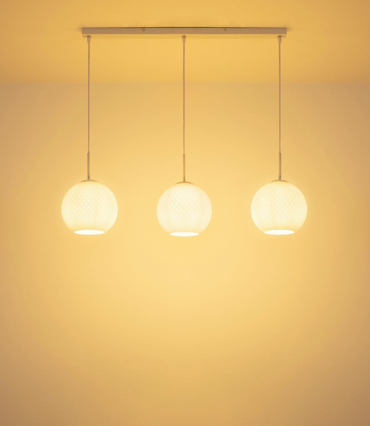Viseća Svjetiljka Andre - bijela, Design, staklo/metal (90/20/120cm) - Globo