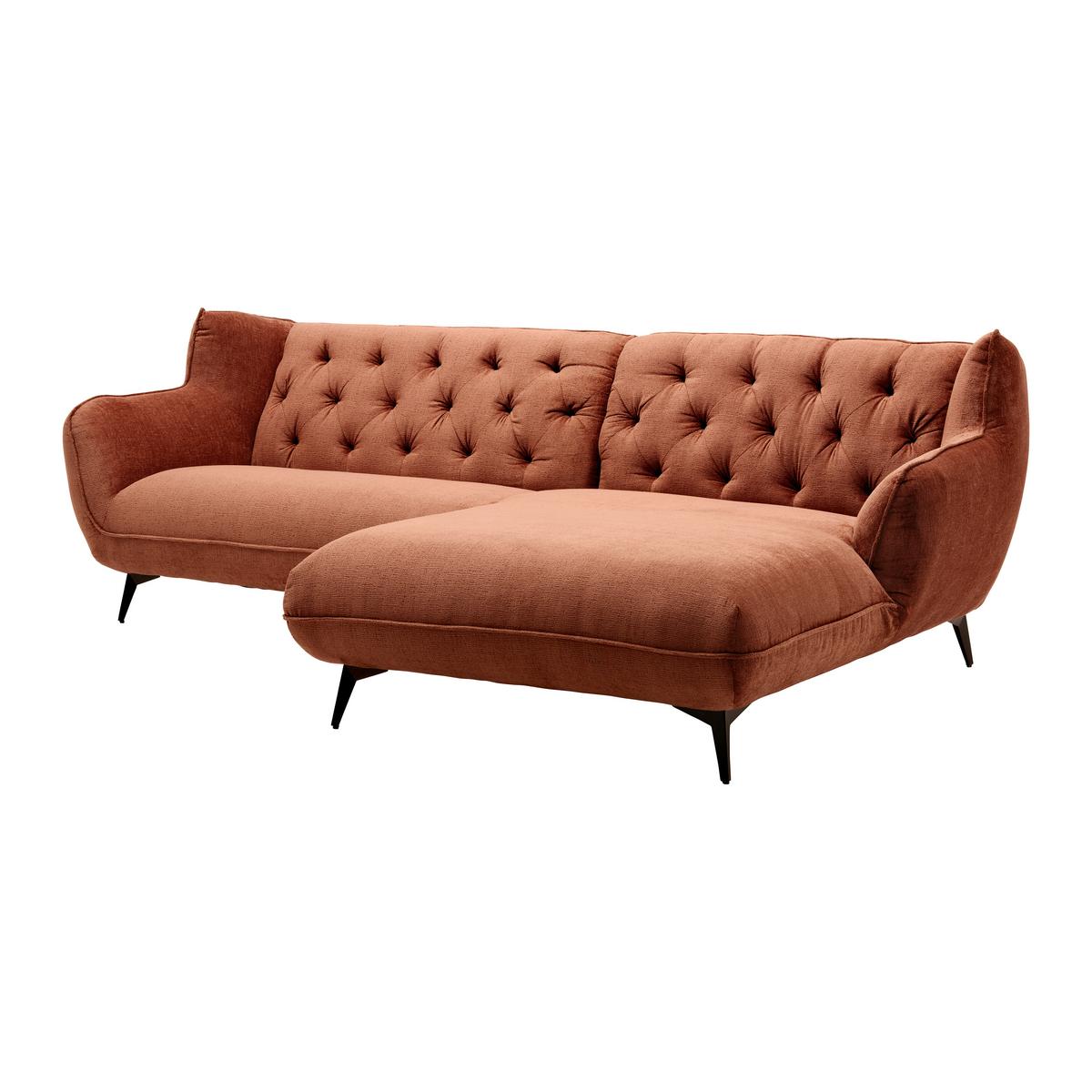 Wohnlandschaft Bogoni Rostfarben - Rostfarben/Schwarz, MODERN, Textil/Metall (278/84/168cm) - Mömax