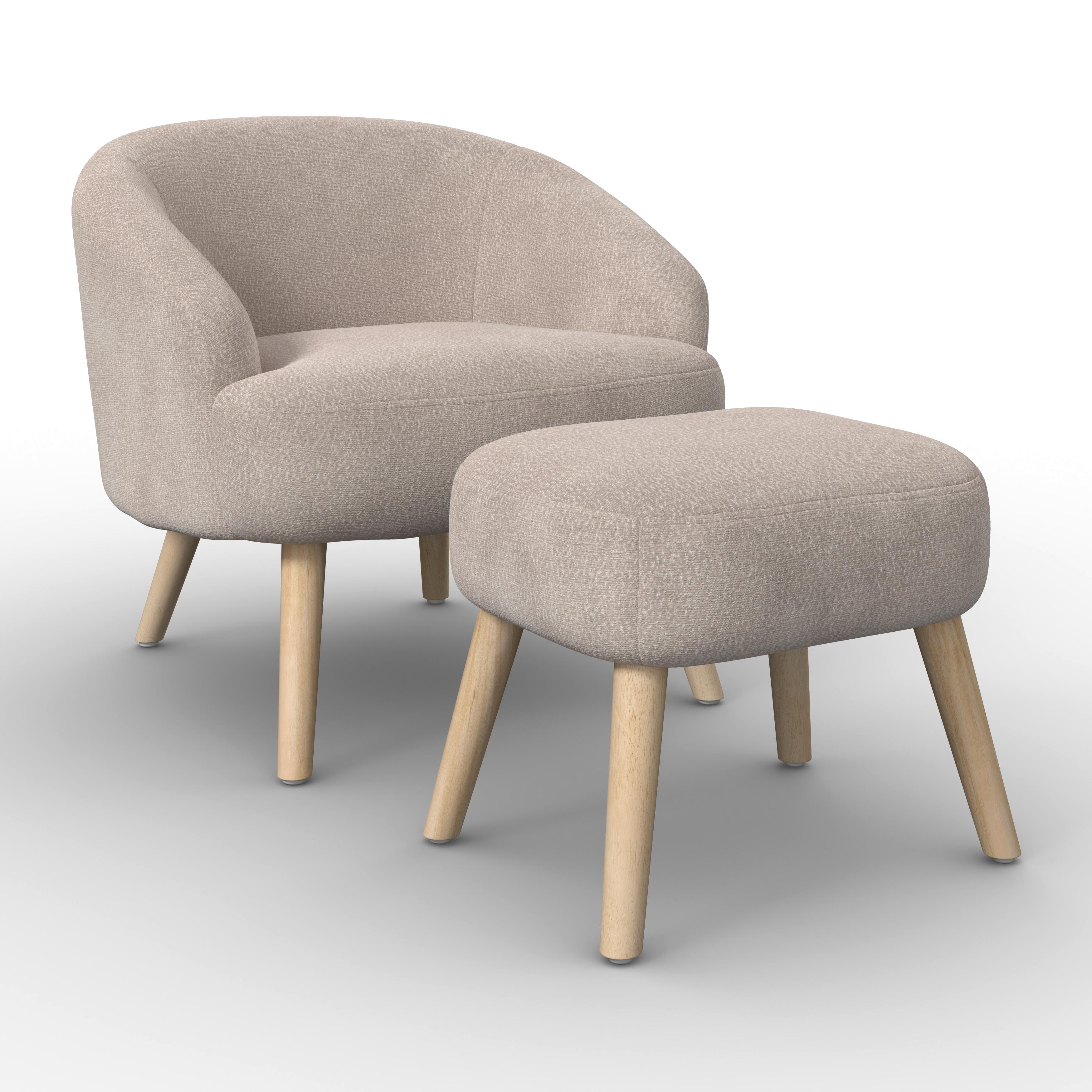 Sessel Sonja Chenille Creme - Creme/Naturfarben, MODERN, Holz/Textil (71/69/68cm)
