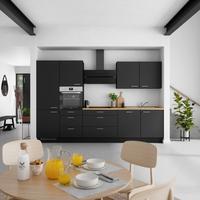 Küchenblock Touch High m. Geräten Schwarz - Edelstahlfarben/Eichefarben, MODERN, Holzwerkstoff/Metall (330cm) - Nobilia