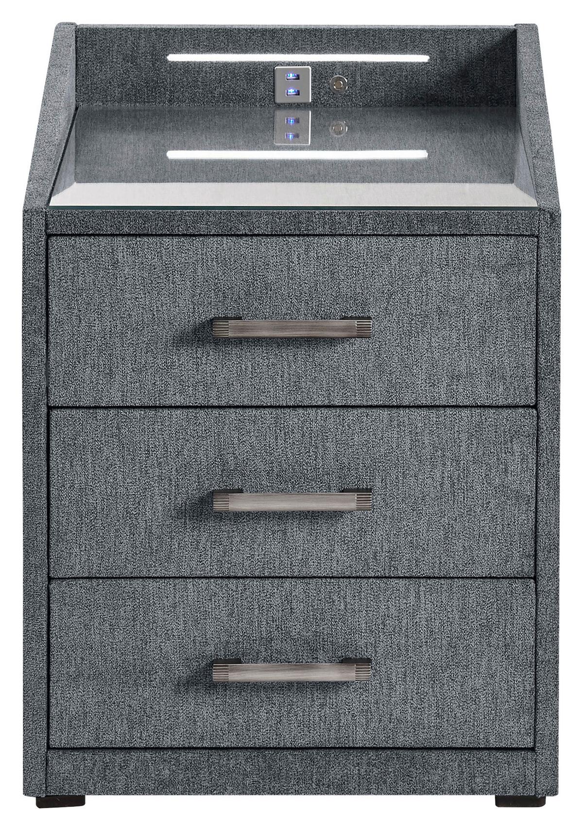 Nachtkästchen Moon ca. 47x61x46 cm Anthrazit - Anthrazit/Silberfarben, Basics, Holzwerkstoff/Kunststoff (47/61/46cm) - MID.YOU