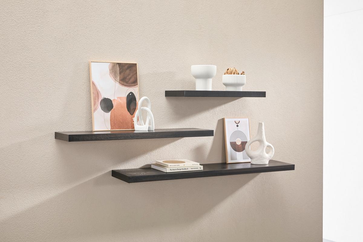 PÓŁKA ŚCIENNA SIMPLE - czarny, Basics, materiał drewnopochodny (60/3,8/23,5cm) - Boxxx