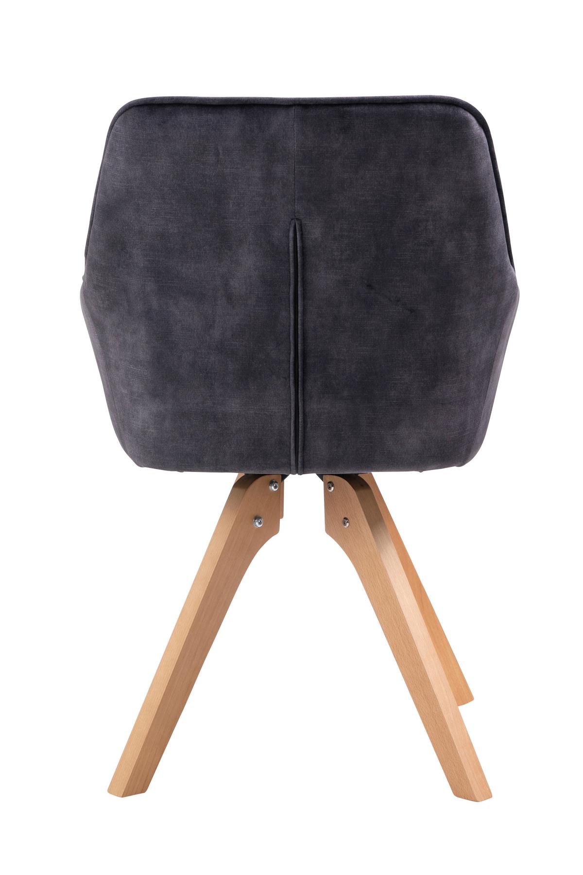 Naslanjač Samt, Črna, Vrtljiv - črna/barve hrasta, Moderno, tekstil/les (59/85/61cm) - Livetastic