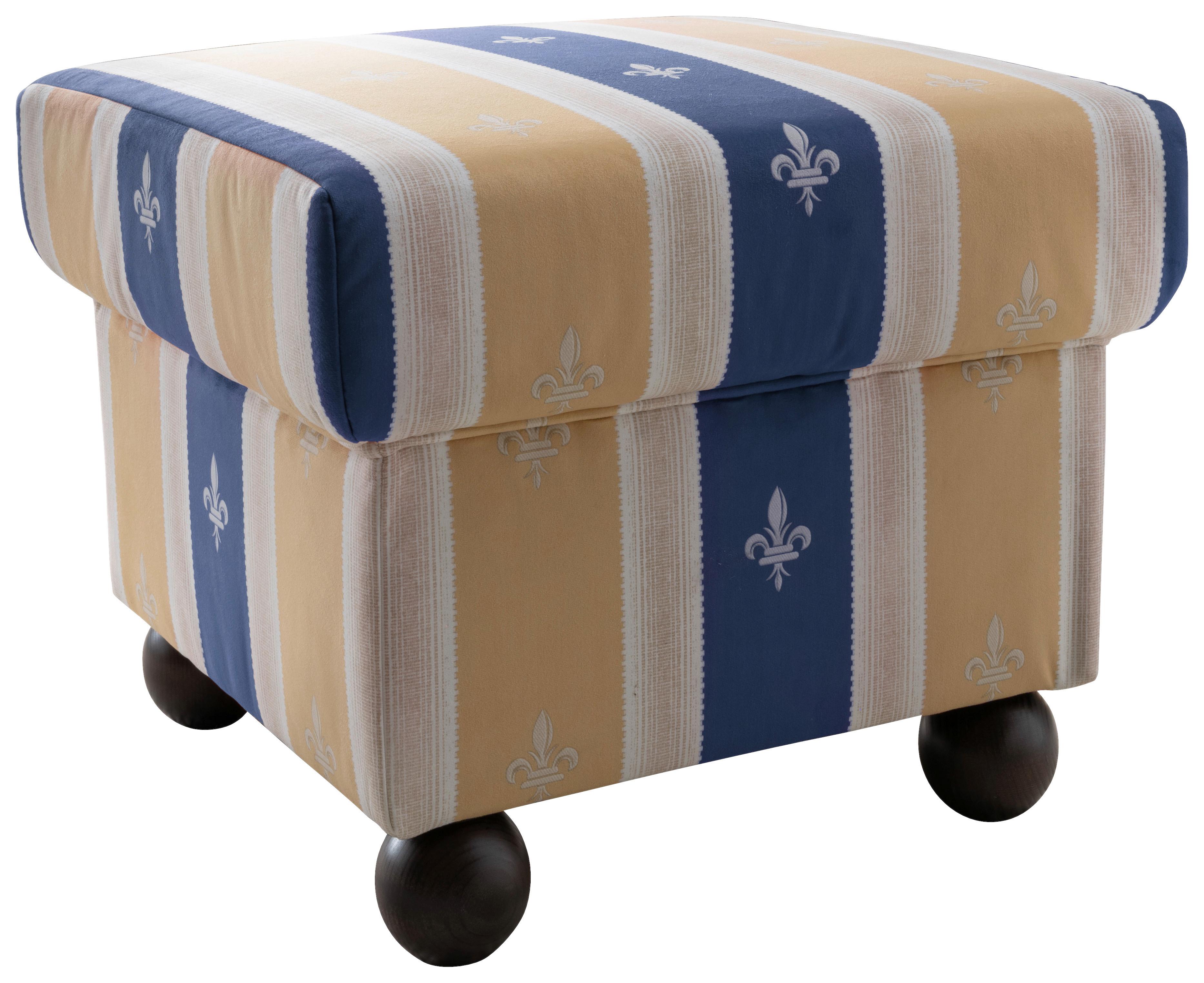 Hocker Torello Blau Mikrofaser - Blau/Wengefarben, KONVENTIONELL, Holz/Textil (56/46/56cm) - Livetastic