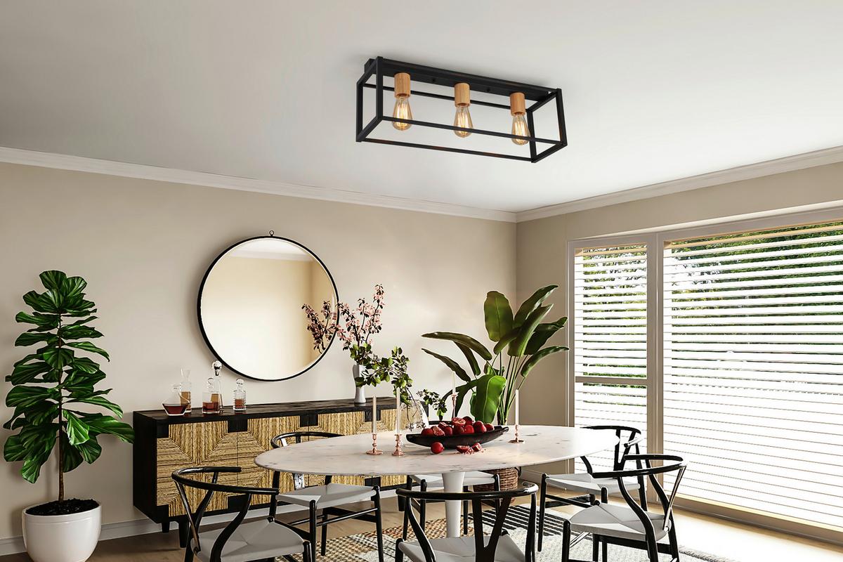 LAMPA SUFITOWA MARTINEK - czarny, Modern, metal/drewno (65/20/22,5cm) - Bessagi Home