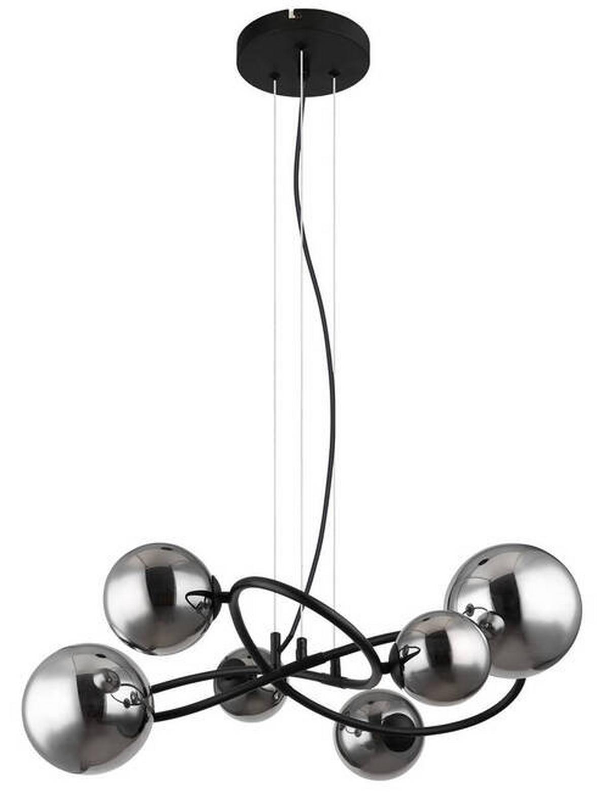 LED-HÄNGELEUCHTE 56133-6H - Transparent/Schwarz, Design, Glas/Kunststoff (62,2/58,8/120cm) - Globo
