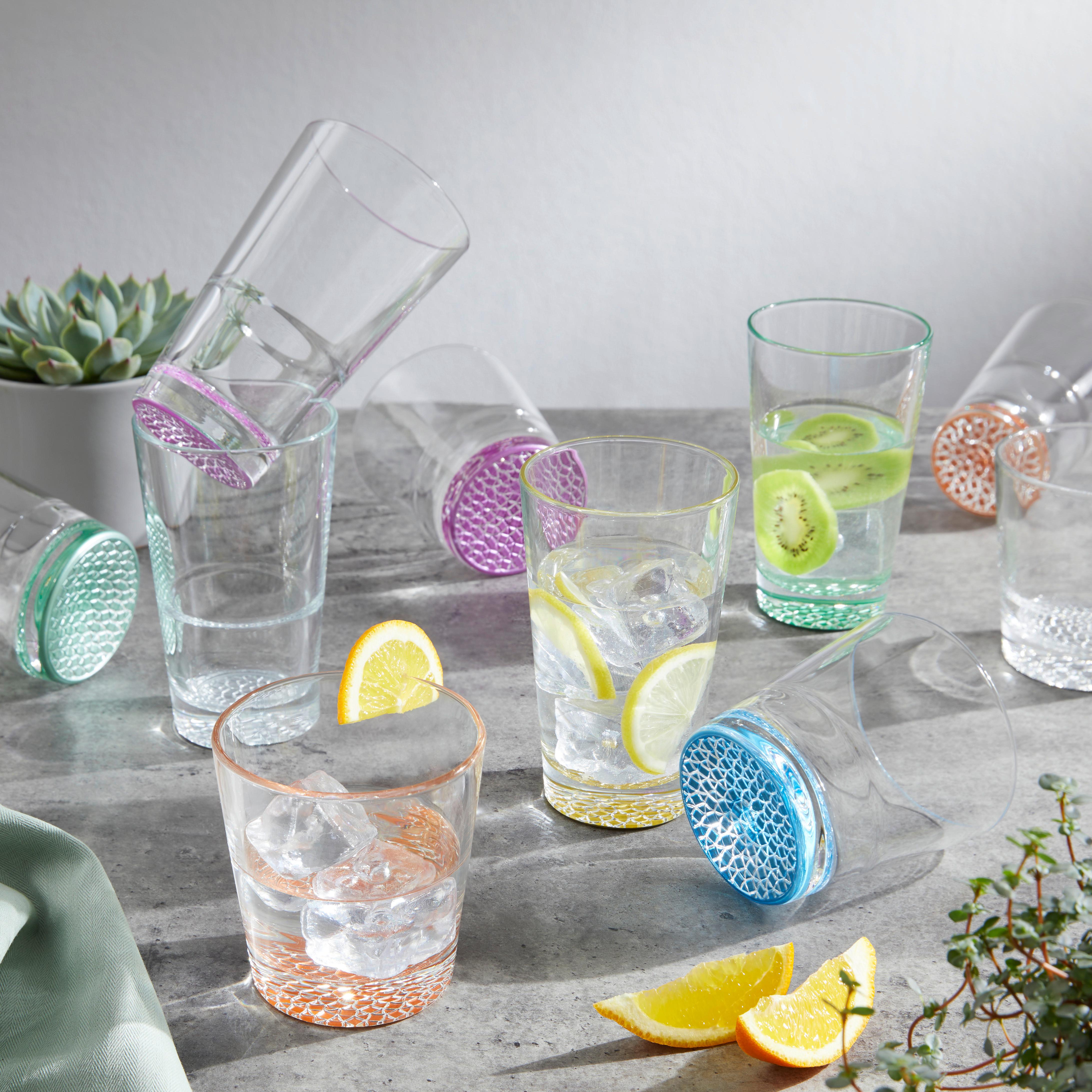 KOMPLET SZKŁA STOŁOWEGO AGNETO - pomarańczowy, Modern, szkło (420ml) - Bessagi Home