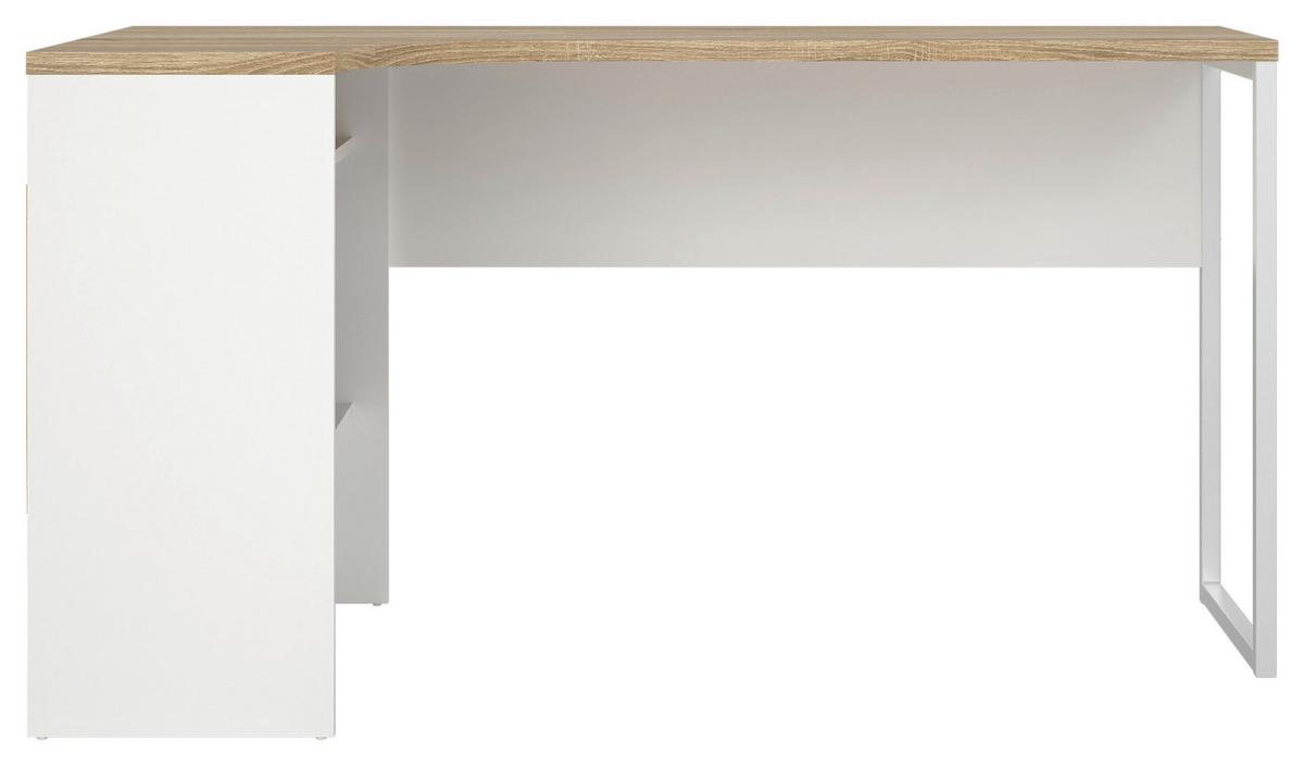 Kotna Pisalna Miza Function Plus I, Bela, Barva Hrasta - barve hrasta/bela, Moderno, kovina/leseni material (145,1/81/76,8cm) - MID.YOU