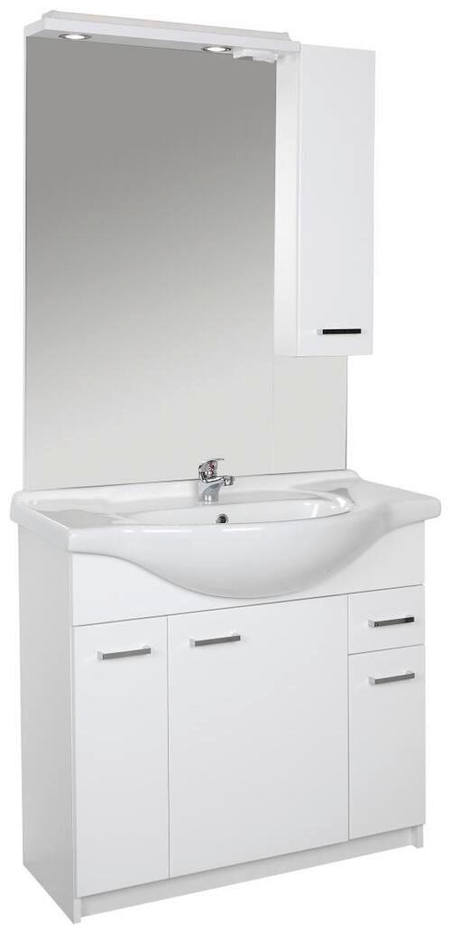 Mobilier baie Fiola - alb, Konventionell, ceramică/material pe bază de lemn (86,8/192/49cm)