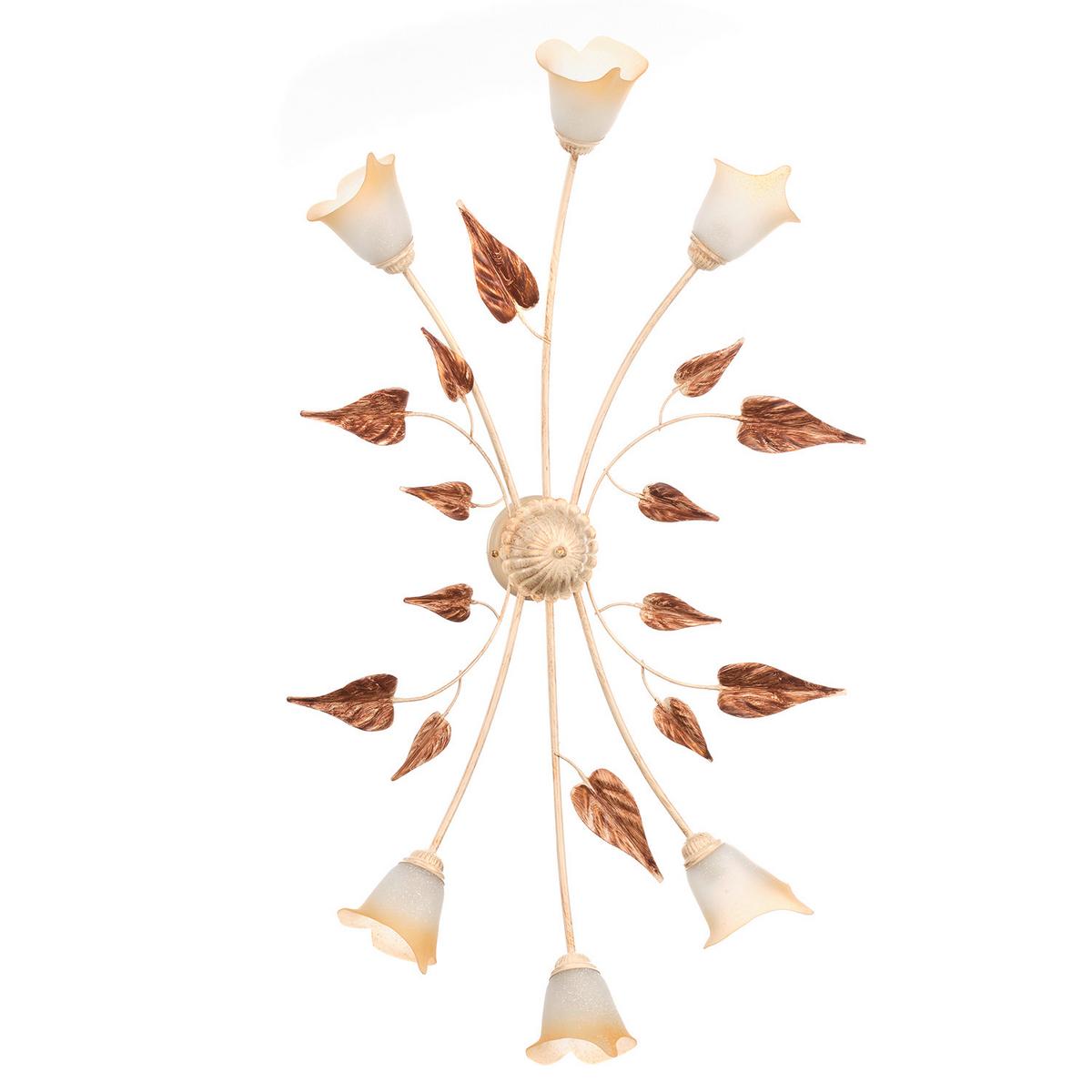 Deckenleuchte Vanda Weiß/Beige max. 6 Watt - Beige/Weiß, ROMANTIK / LANDHAUS, Glas/Metall (65/40/125cm)