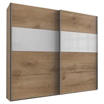 Schwebetürenschrank in Eichefarben/Weiß - Eichefarben/Alufarben, KONVENTIONELL, Holzwerkstoff/Metall (225/236/65cm) - Mömax