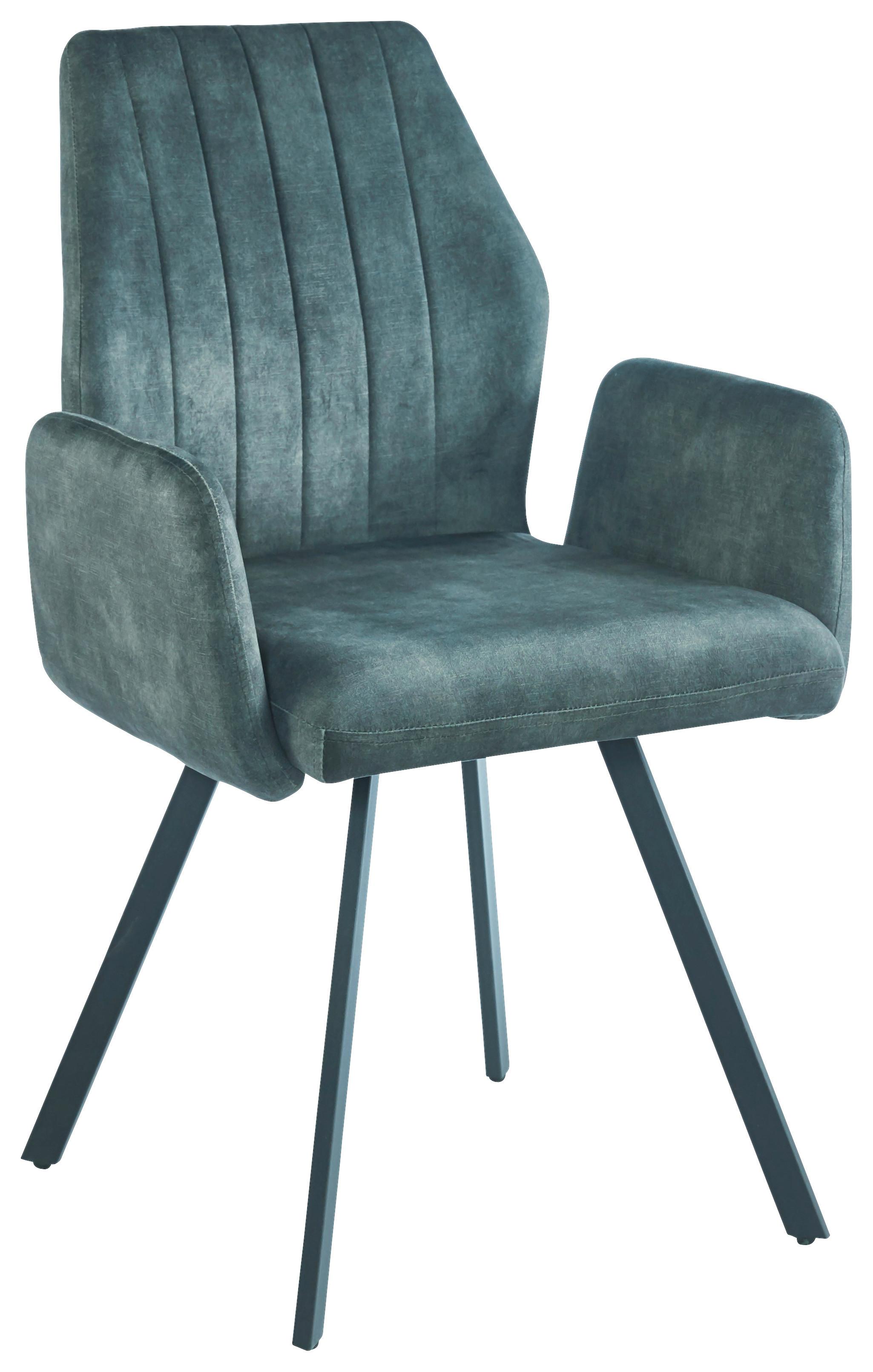 Naslanjač Johanna 2, Temno Zelena, Žamet - črna/temno zelena, Trendi, kovina/tekstil (57/90/60cm)