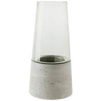 Vase Eda in Hellgrau - Klar/Hellgrau, Modern, Glas/Stein (14,3/30cm) - Modern Living