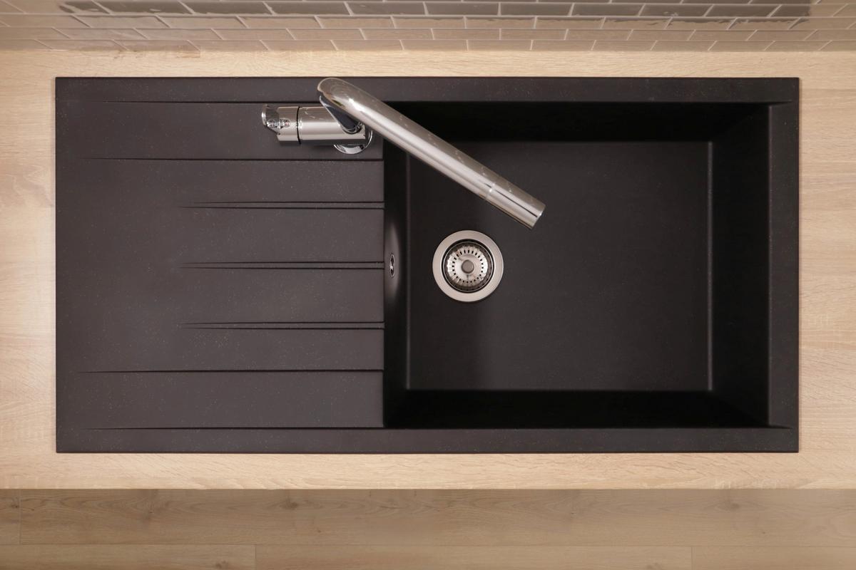 Spüle Respekta Houston 100X501BS Schwarz - Schwarz, Trend, Glas/Kunststoff (100/21/50cm) - Respekta