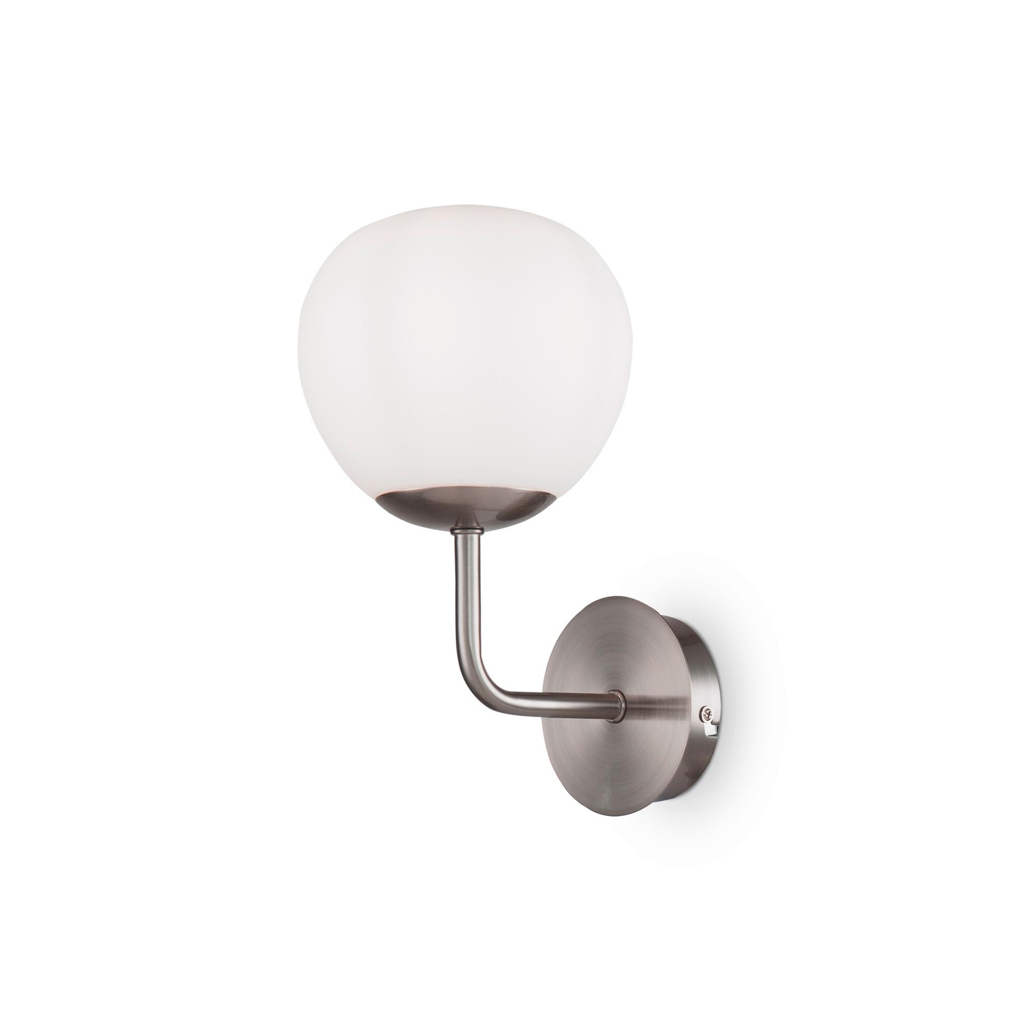 Wandleuchte Erich Weiß/Nickelfarben max. 40 Watt - Weiß/Nickelfarben, Trend, Glas/Metall (15/27/19cm) - MAYTONI