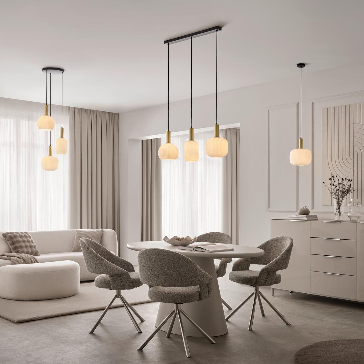 Hängeleuchte Scher Schwarz /Weiss max. 25 Watt - Weiss/Goldfarben, Modern, Glas/Metall (25.5/120cm) - Mömax