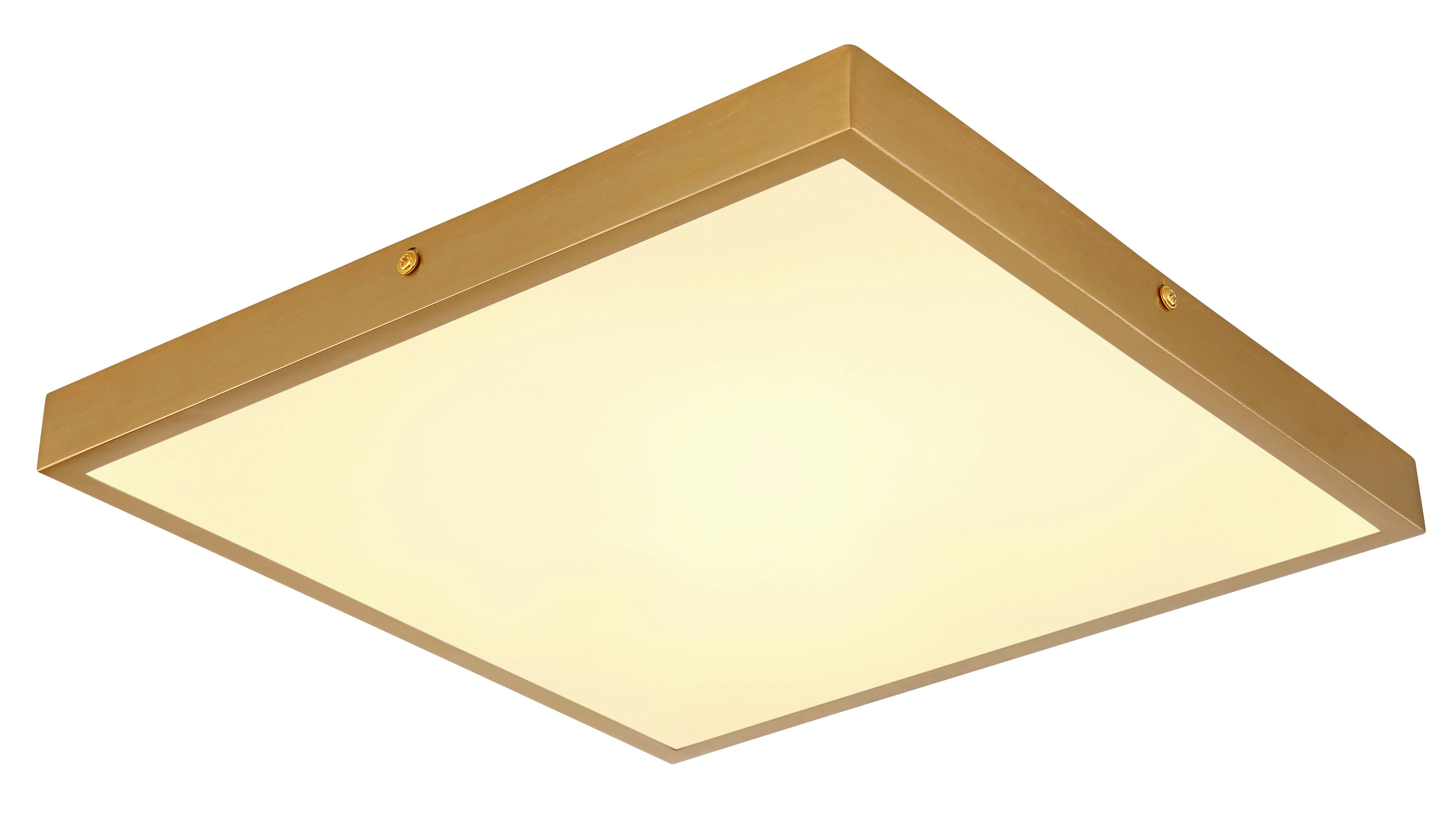 Stropna Led-svetilka 12382-22 - opal/barve medenine, Konvencionalno, kovina/umetna masa (35/35/3cm) - Globo