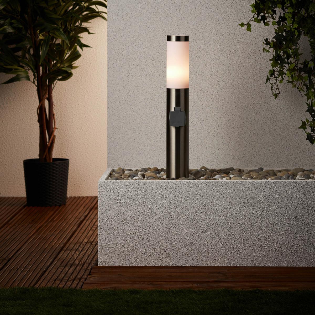 Sockelleuchte Chorus Edelstahlfarben max. 40 Watt - Edelstahlfarben, KONVENTIONELL, Kunststoff/Metall (7,5/49,5cm) - Brilliant