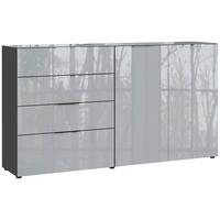 Sideboard Oakland in Grau/Graphitfarben - Chromfarben/Silberfarben, MODERN, Glas/Holzwerkstoff (184/102/42cm) - Premium Living