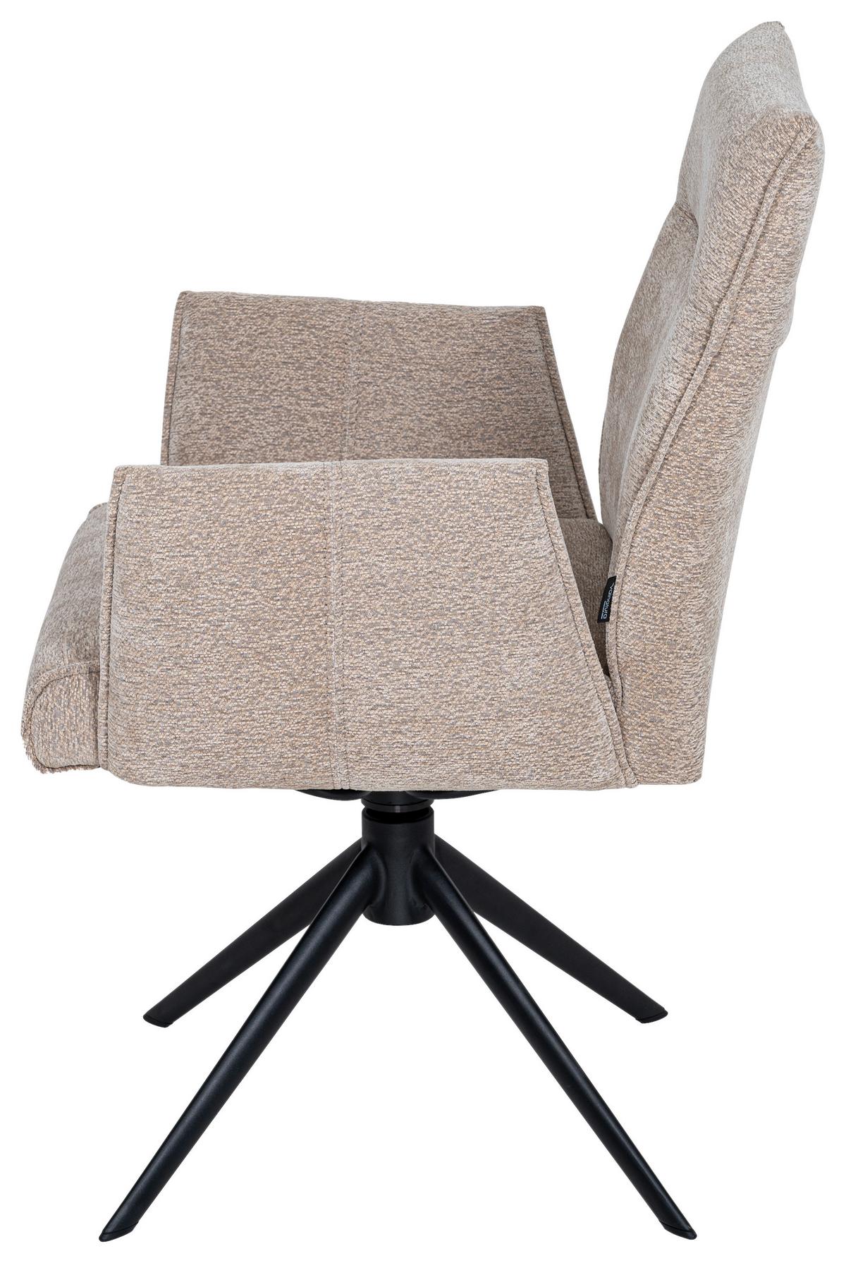 KRZESŁO Z PODŁOKIETNIKAMI MARIANNE -EXKLUSIV- - czarny/taupe, Design, metal/tkanina (58/91/58,5cm) - Valnatura