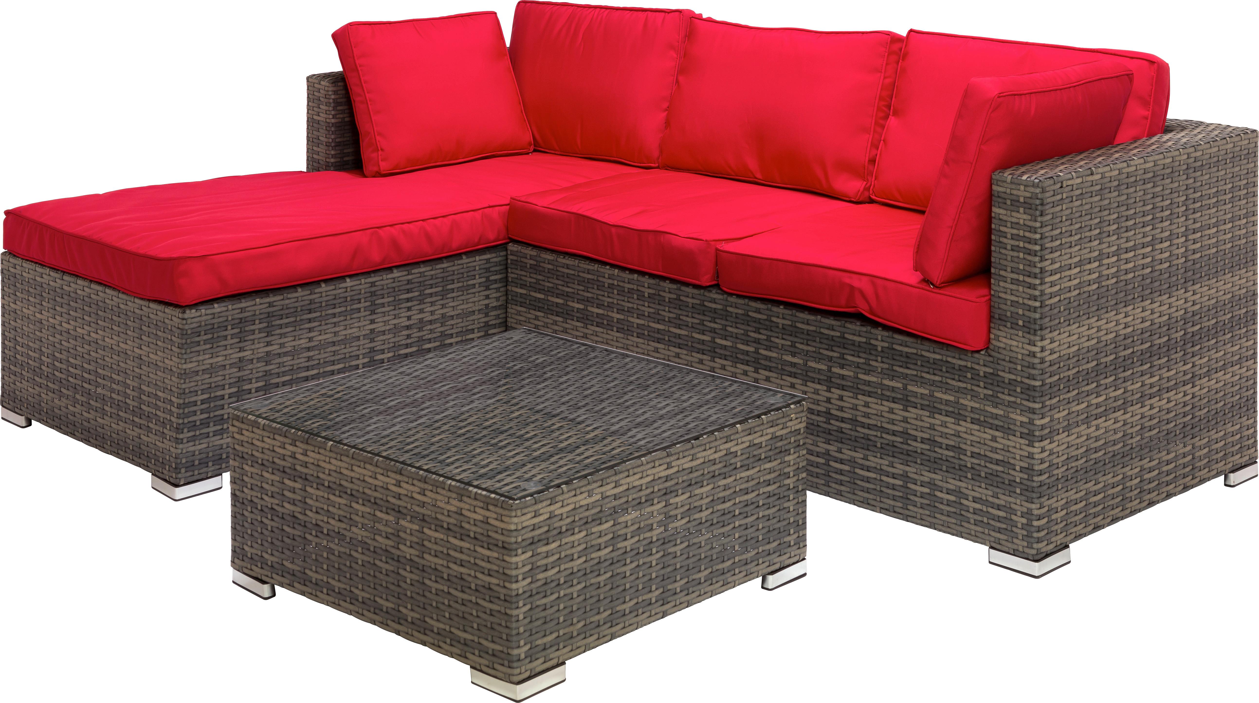 Lounge Garnitura Leona Rdeča, Rjava, 3-Delni Set - rdeča/rjava, Moderno, kovina/umetna masa (146/199cm) - Modern Living
