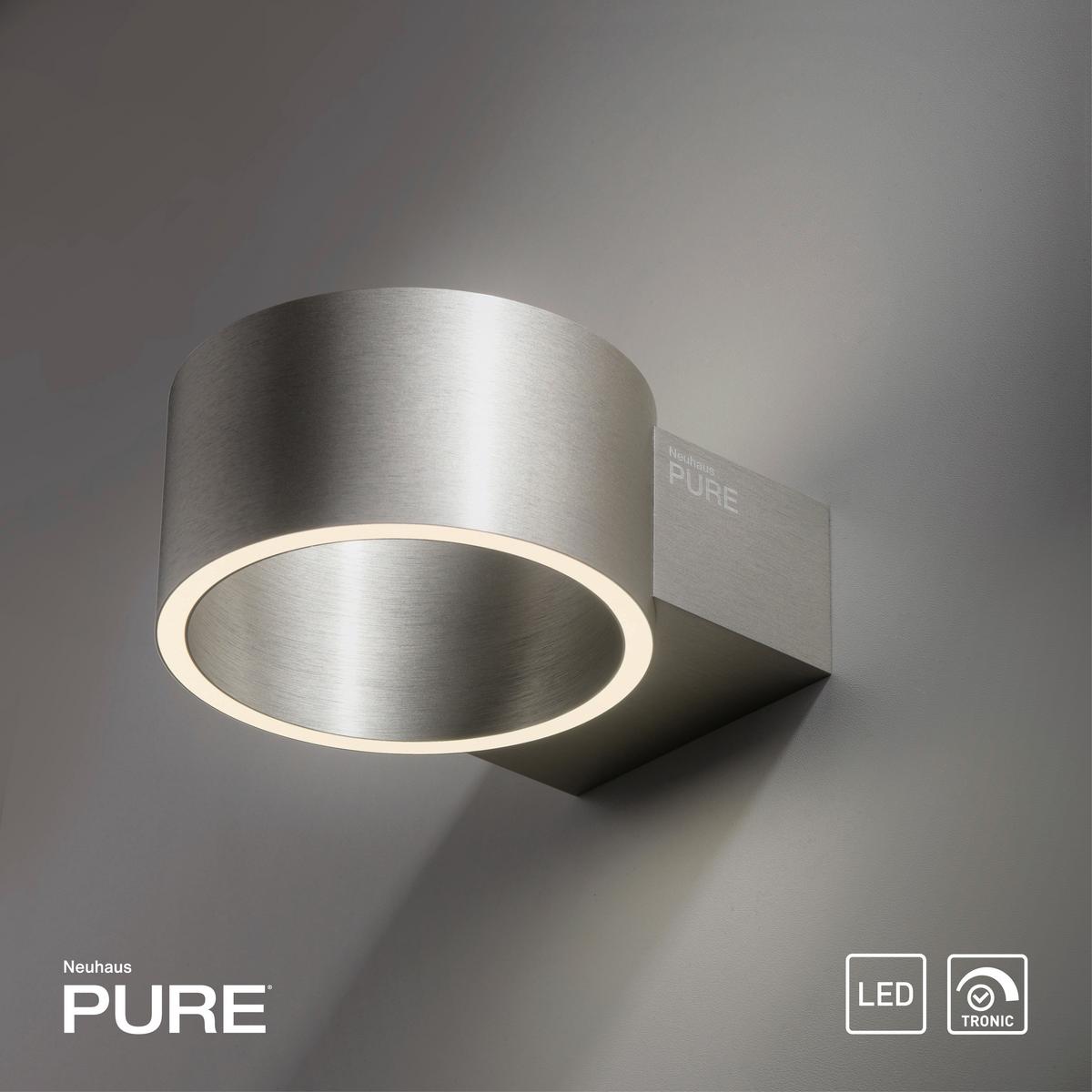 KINKIET LED 8561-95 PURE CLIPSE - kolor aluminiowy, Design, tworzywo sztuczne/metal (18,5/15/8cm) - Neuhaus PURE