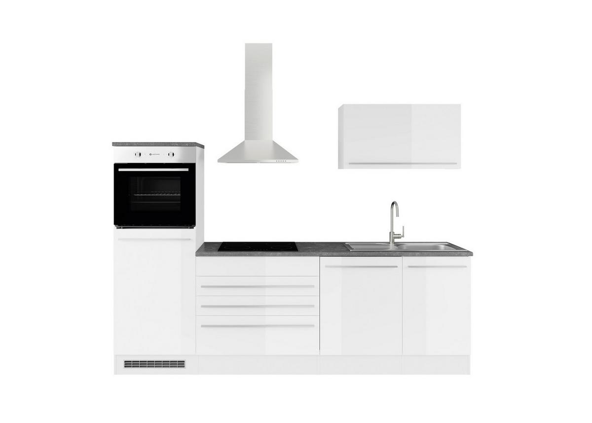 Küchenblock Jazz mit Geräten ca. 260 cm Weiß - Anthrazit/Silberfarben, LIFESTYLE, Holzwerkstoff/Kunststoff (260cm) - P & B