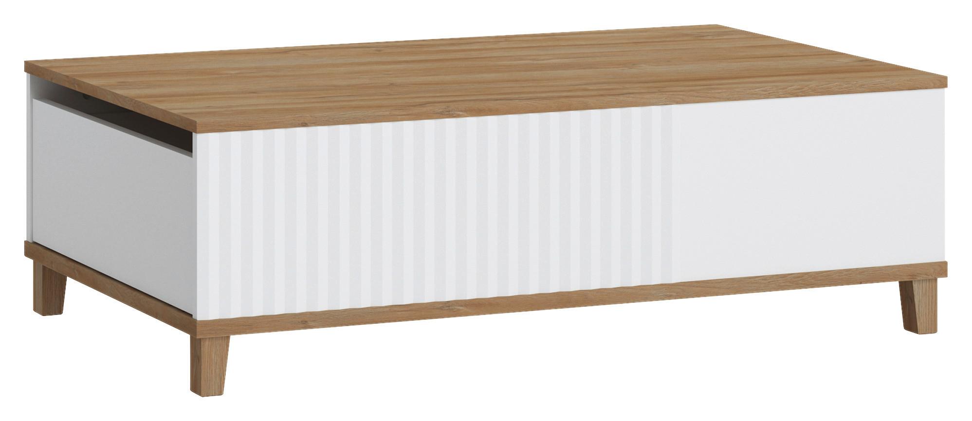 Klubska Miza Plissee, Bela, Hrast, 2 Predala - Moderno, leseni material/les (110/40,3/68cm) - Mömax