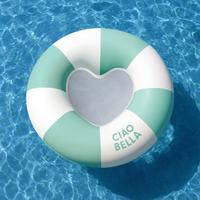 Schwimmring Heart Grün/Weiß - Weiß/Grün, KONVENTIONELL, Kunststoff (130/32cm) - Mömax