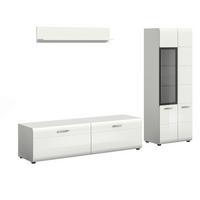 Dnevni Regal Ice, Bela Visok Sijaj, 3-Delni - srebrne barve/črna, Design, umetna masa/steklo (235/160/41cm) - Livetastic