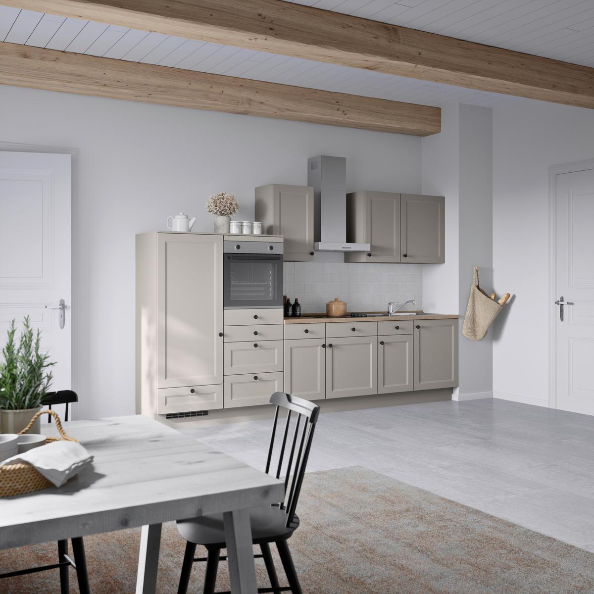 Küchenblock Cascada Low m. Geräten Grau - Eiche dunkel/Schwarz, MODERN, Holzwerkstoff/Metall (330cm) - Nobilia