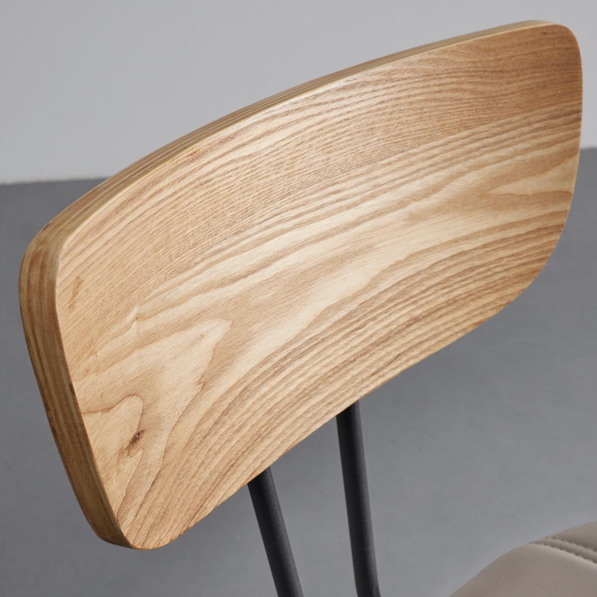 Stuhl Cera Taupe Lederlook Gepolstert - Taupe/Hellbraun, MODERN, Holz/Textil (42/78/54cm) - Bessagi Home