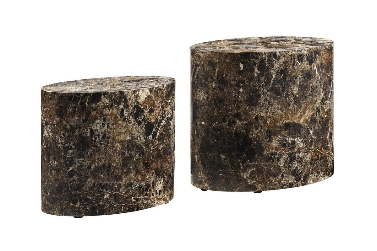 Set Klubskih Mizic Marble, Rjava, 2-Delni - rjava, Design, leseni material (48-40/33-24,5/40-33cm) - Livetastic