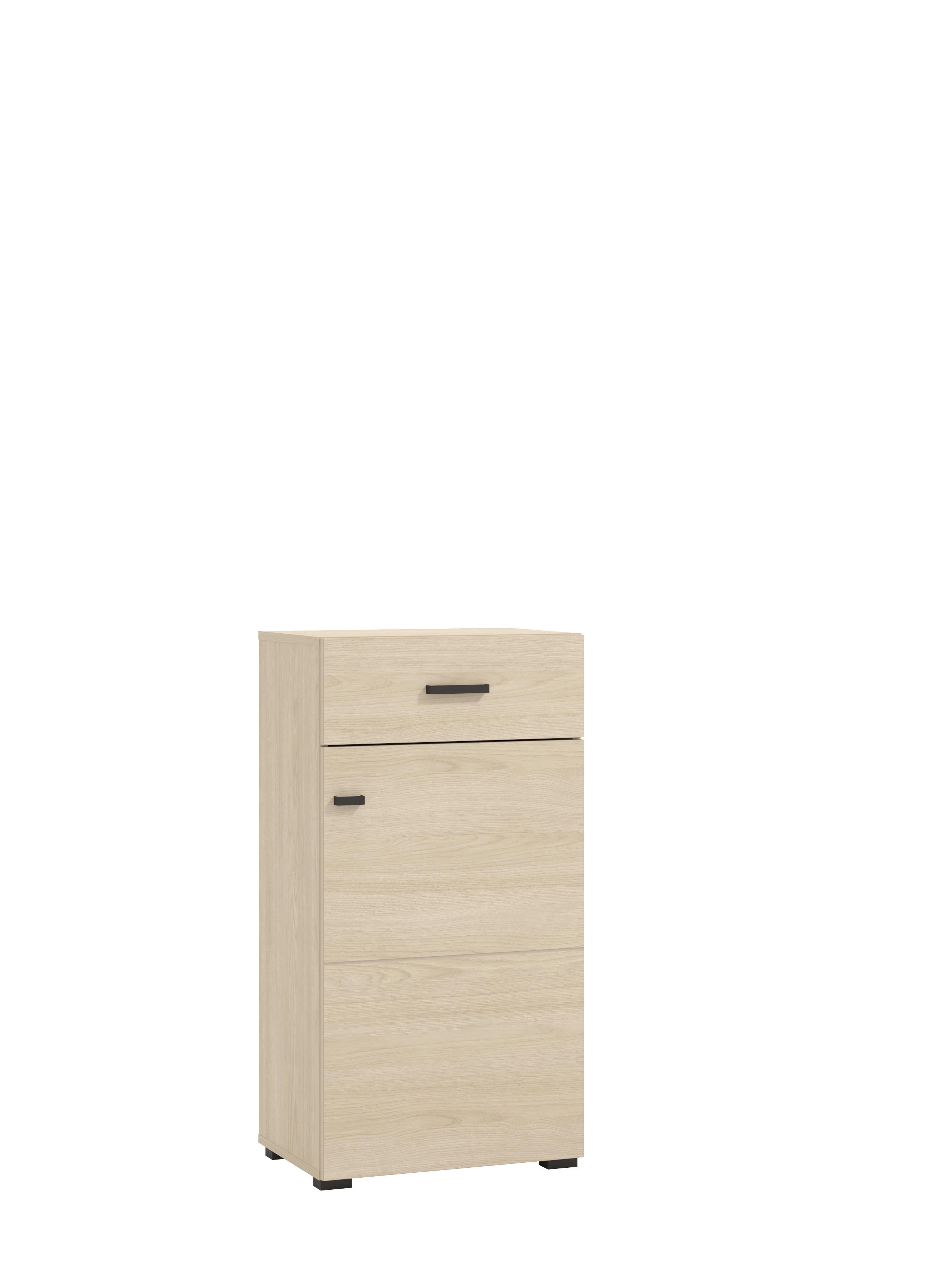 Komód Rathlin - tölgyfa színű/fekete, Modern, műanyag/faalapú anyag (51,5/98/35cm)