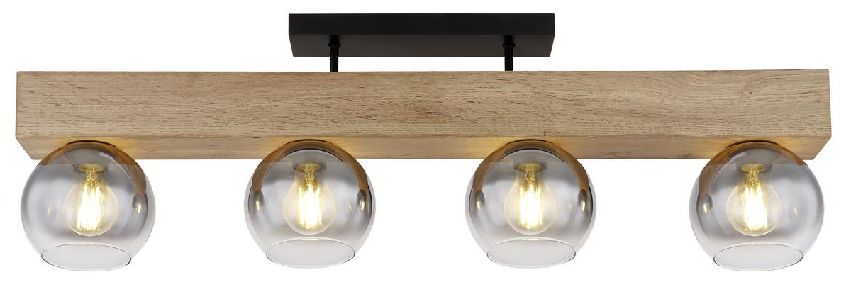 Deckenleuchte Moitas max. 40 Watt - Schwarz/Naturfarben, Natur, Glas/Holzwerkstoff (90/15/28cm) - Globo