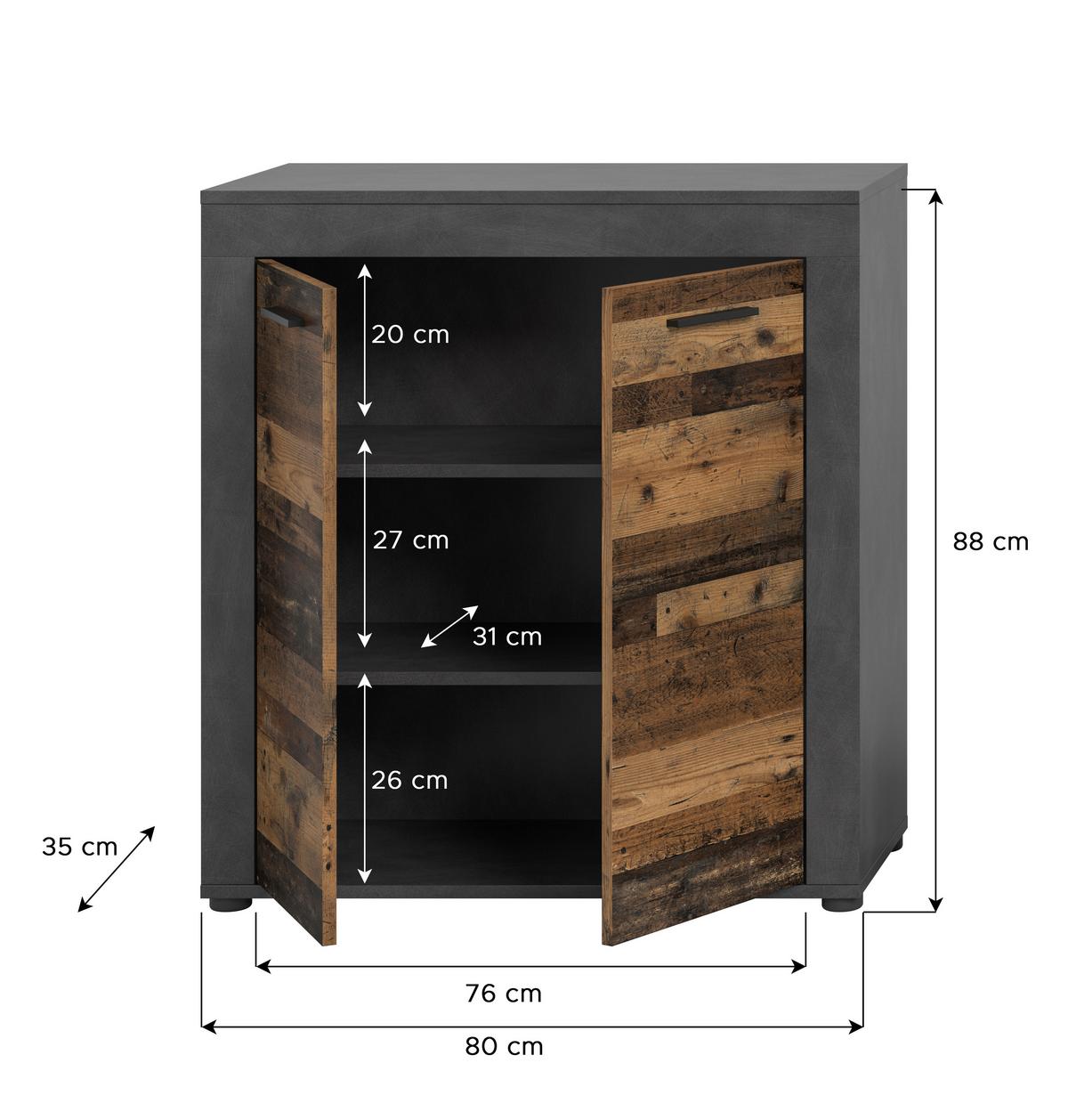 Komoda Jam - srebrne boje/prirodne boje, Design, drvni materijal/plastika (80/88/35cm) - Modern Living