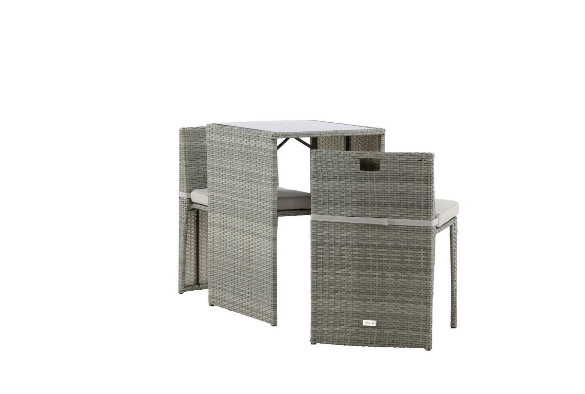 BALKONSET SAVANNA - Schwarz/Grau, KONVENTIONELL, Kunststoff/Metall - Gardenson