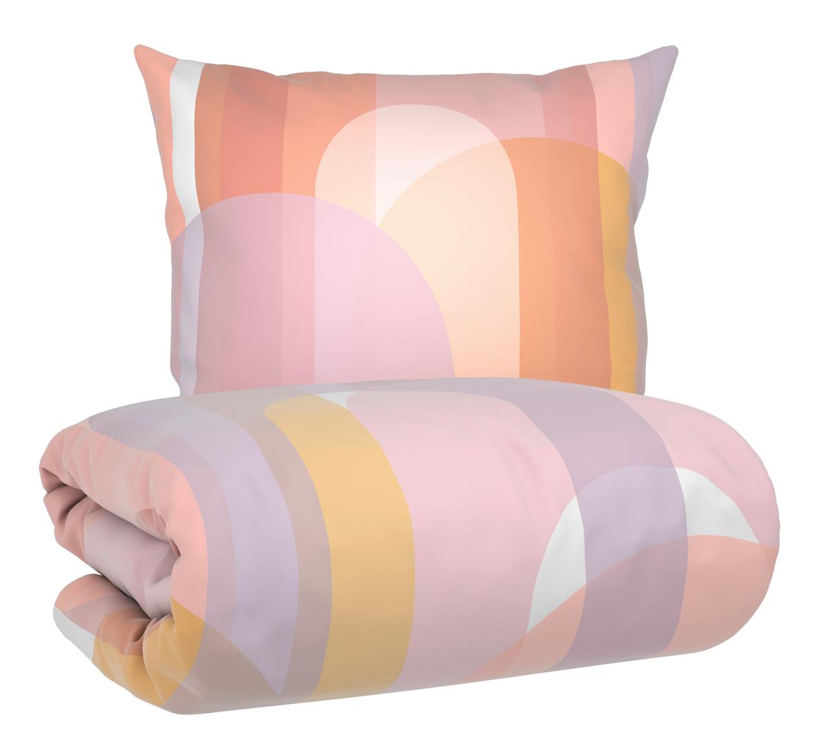 Bettwäsche Maiko Orange/Rosa ca. 135x200cm - Pastellblau/Orange, LIFESTYLE, Textil (135/200cm) - Mömax