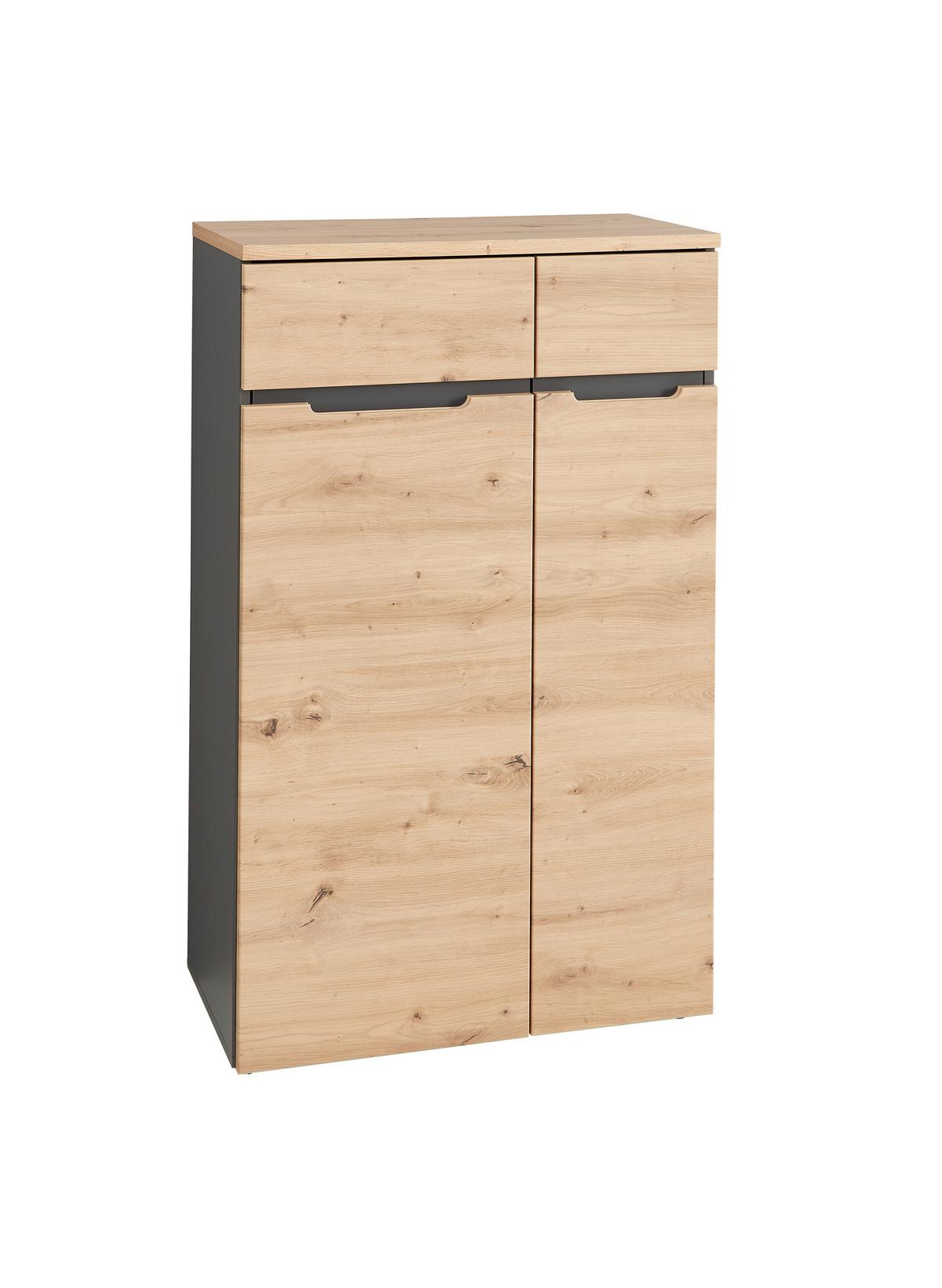 Regalkombination Memphis in Eiche Artisan/Graphitfarben - Graphitfarben/Eiche Artisan, MODERN, Holzwerkstoff (75/122/38cm) - Premium Living