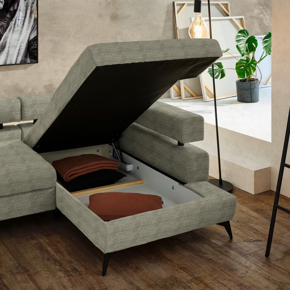 Kutna Garnitura Rosalie - maslinasto zelena/crna, Konvencionalno, tekstil/metal (265/184cm) - Modern Living