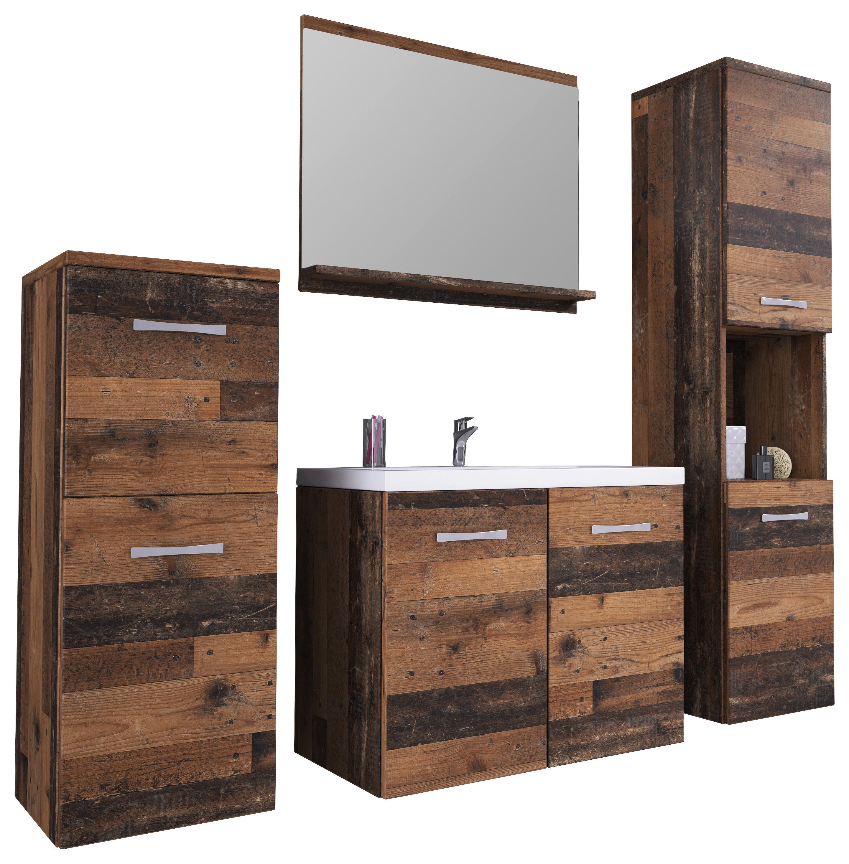 Badmöbel-Set 5-tlg. Malo ca. 140 cm Eiche - Alteiche/Eichefarben, LIFESTYLE, Keramik/Holzwerkstoff (120cm) - P & B