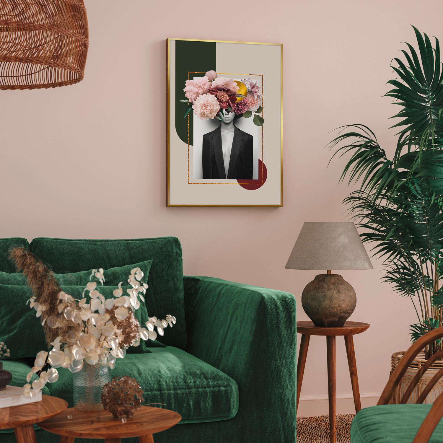 Slika Elena - zlate barve/večbarvno, papir/leseni material (50/70cm) - Mömax