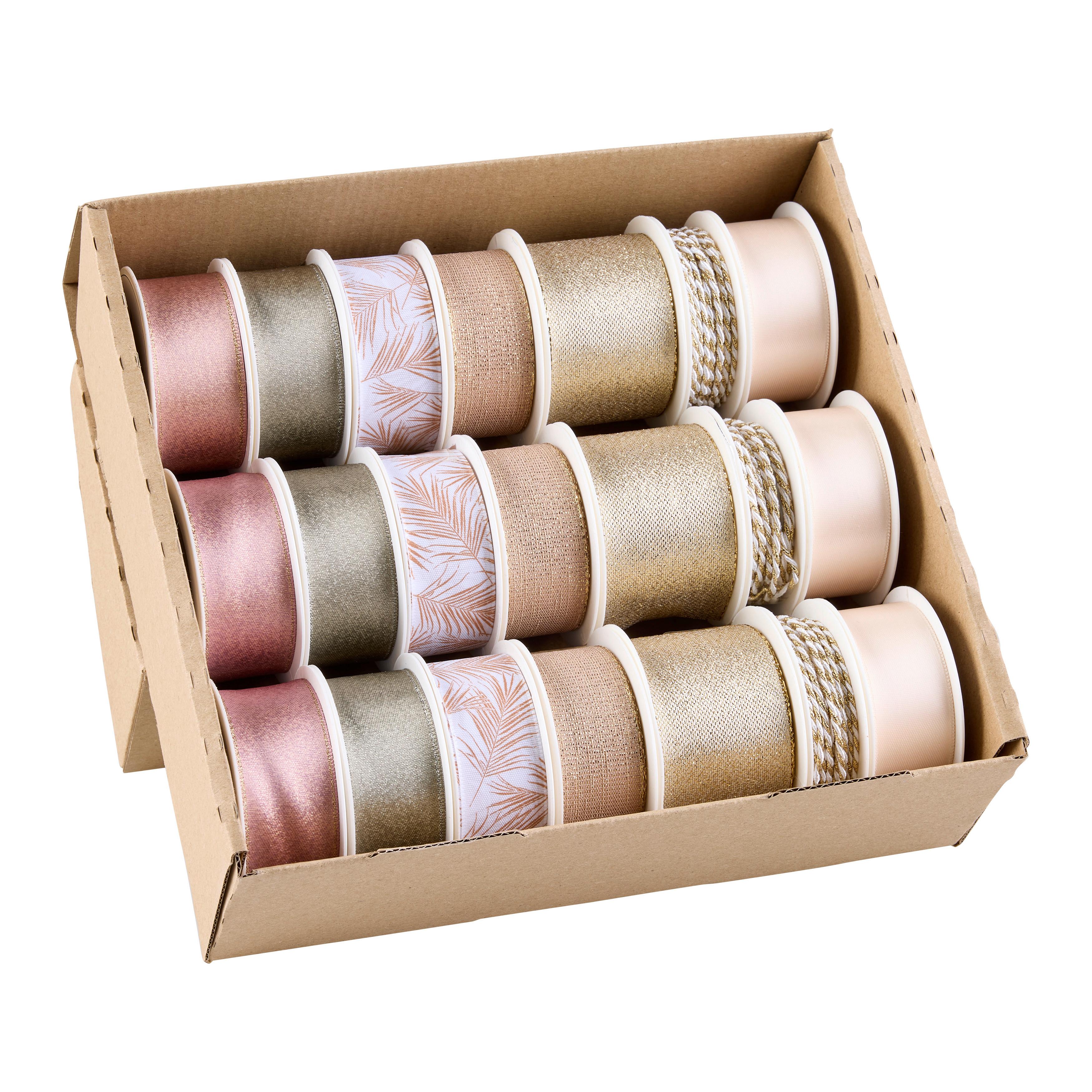 Geschenkband Lena diverse Designs - Hellbraun/Weiss, Basics, Textil (23/7,5/21cm) - Mömax
