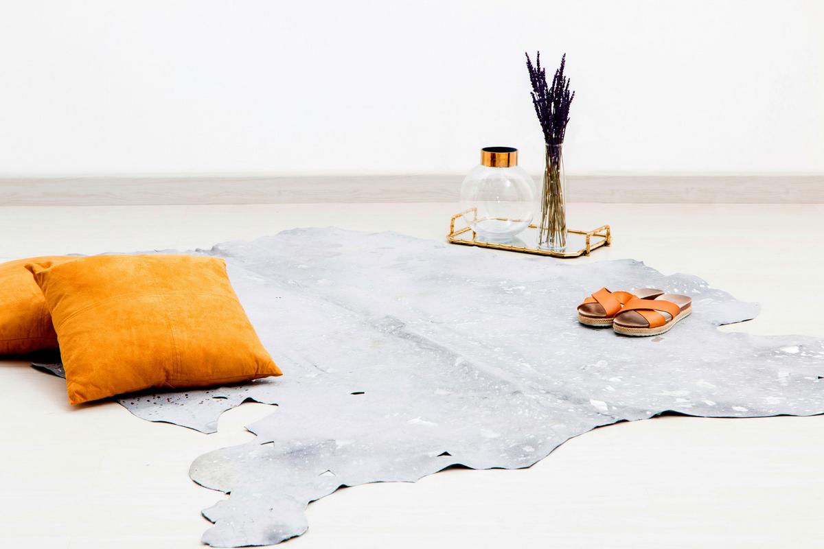 FLACHWEBETEPPICH FLY 110 GRAU / SILBER - Silberfarben/Grau, Konventionell, Leder (1.35qm) - Kayoom