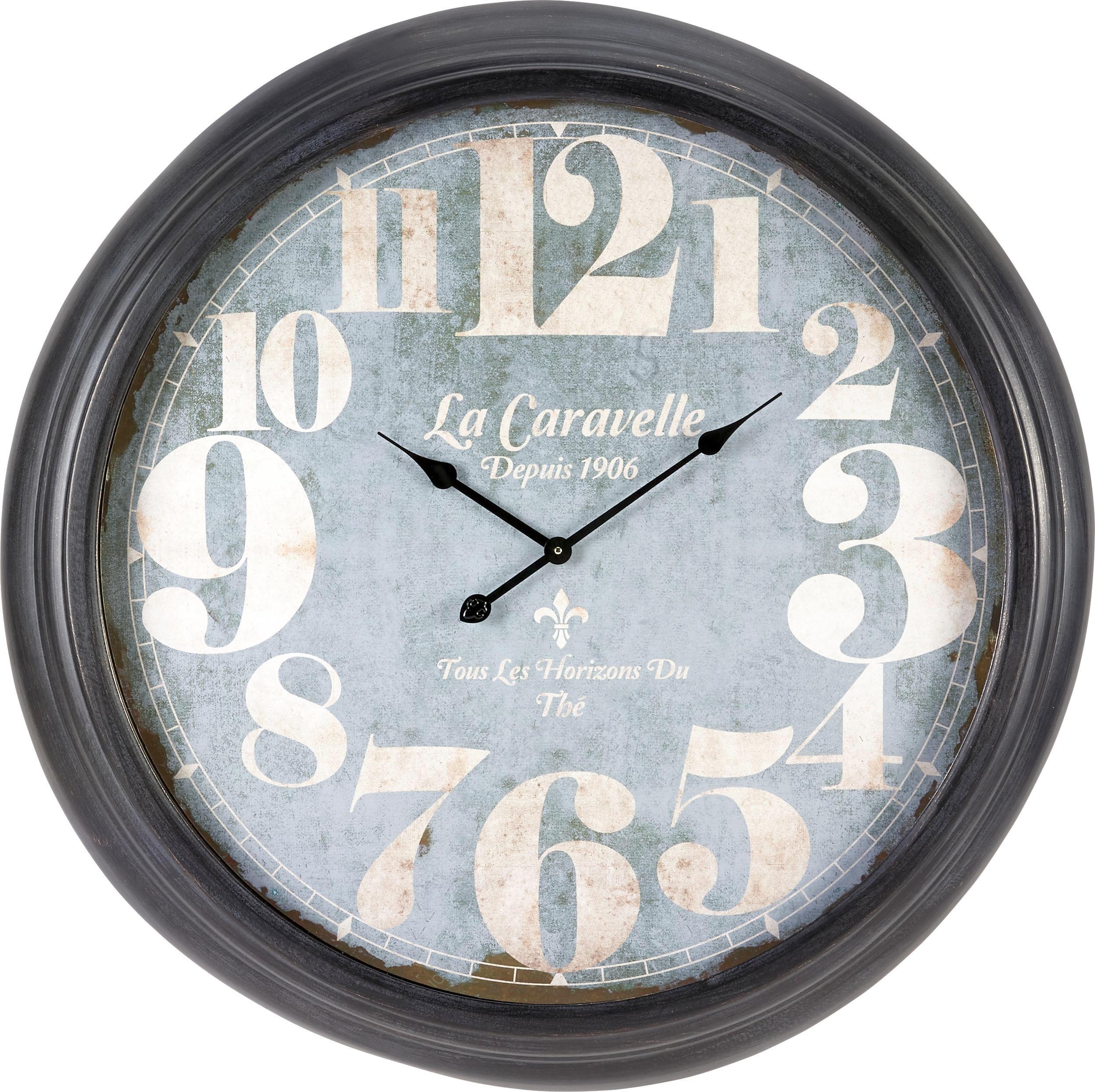 Uhr Bronx in Grau ca.Ø93cm - Dunkelgrau/Hellgrau, MODERN, Glas/Metall (93cm) - Bessagi Home