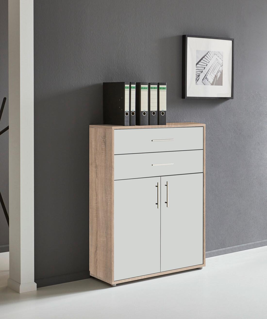 Aktenschrank Office Edition Weiß/Sonoma Eiche - Weiß/Sonoma Eiche, MODERN, Holzwerkstoff (84,5/114/33cm) - MID.YOU