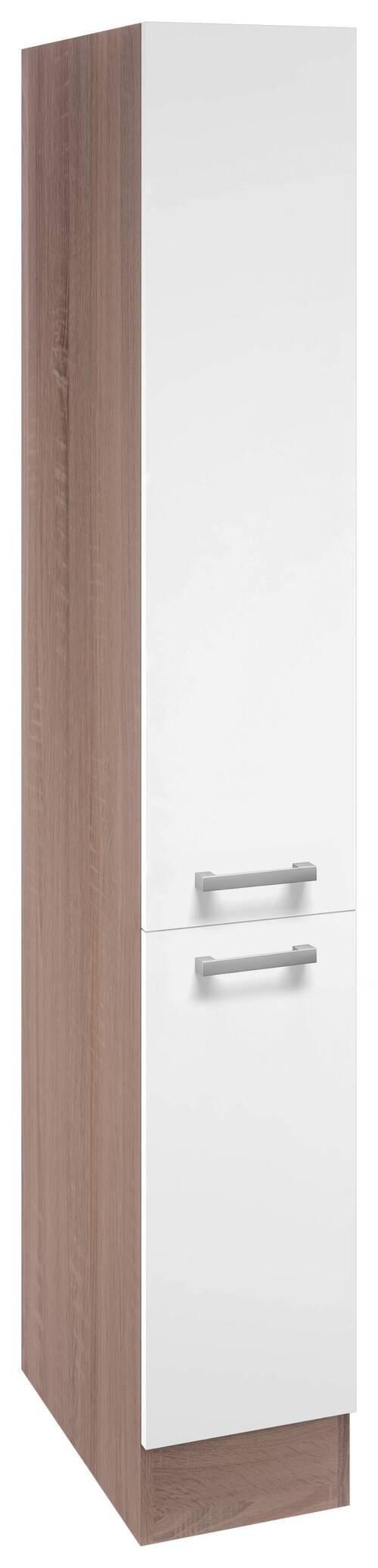 Apothekerschrank Lexa Weiss/Eiche - Alufarben/Weiß, MODERN, Holzwerkstoff/Kunststoff (30/200/57cm) - Based
