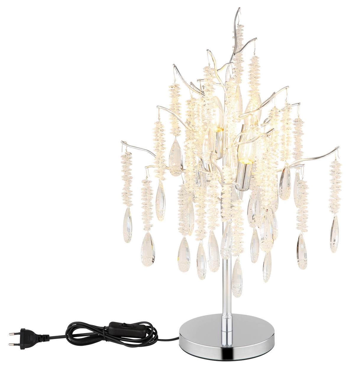 Stolna Svjetiljka Kinga - srebrne boje/prozirno, Konvencionalno, staklo/metal (41/67cm) - Globo